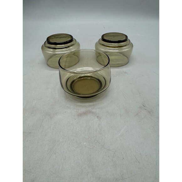 Set Of 3 Vintage Glass Bowls RARE VTG Libby Tawny Cups- Stackable, Very Simple - Picture 4 of 4